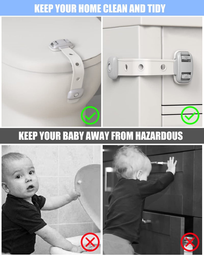 SEQUHITKU Baby Proofing Child Safety Locks(3 PCS) - Cabinet Locks for Babies,3M Adhesive Cabinet Latches, Multi-Purpose for Fridge Drawers,Ovens Toilet Seats,Trash Can, No Drilling (3 Count) - Image 4